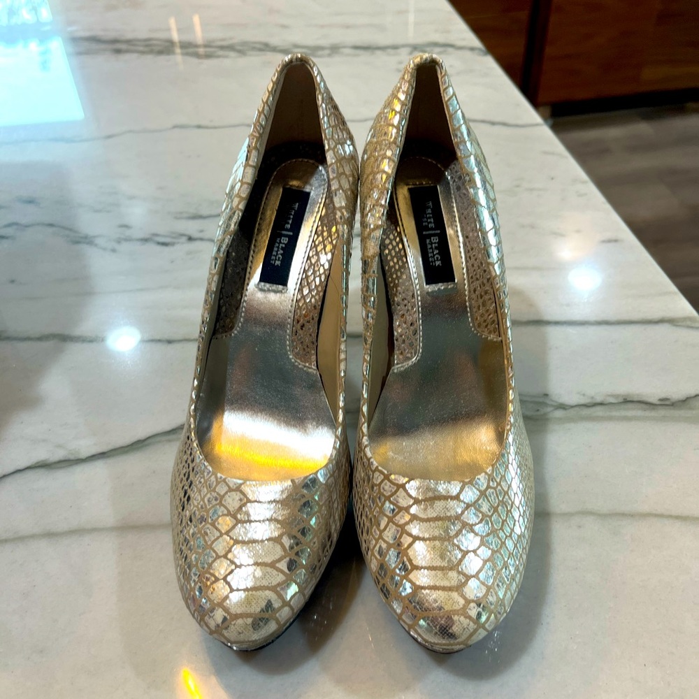WHBM Silver and Gold Pumps
